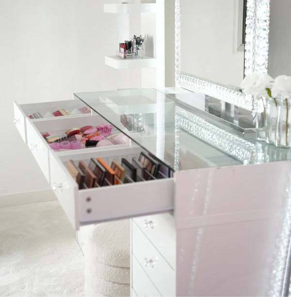 AURORA GLAM - Sminkebord med Speil og Lys (Komplett Sett)