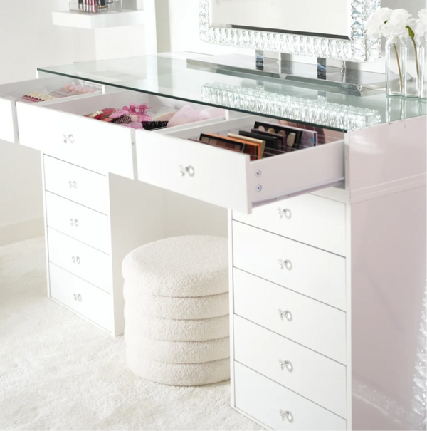 AURORA GLAM - Sminkebord med Speil og Lys (Komplett Sett)