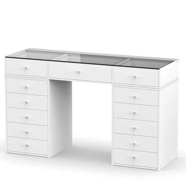 AURORA - Sminkebord med Glassplate og Skuffer