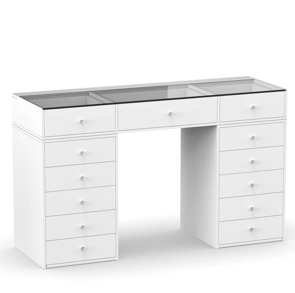 AURORA - Sminkebord med Glassplate og Skuffer