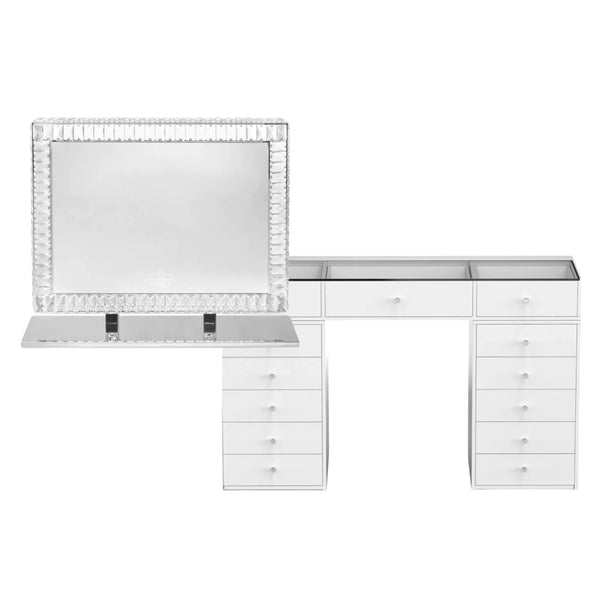 AURORA GLAM - Sminkebord med Speil og Lys (Komplett Sett)